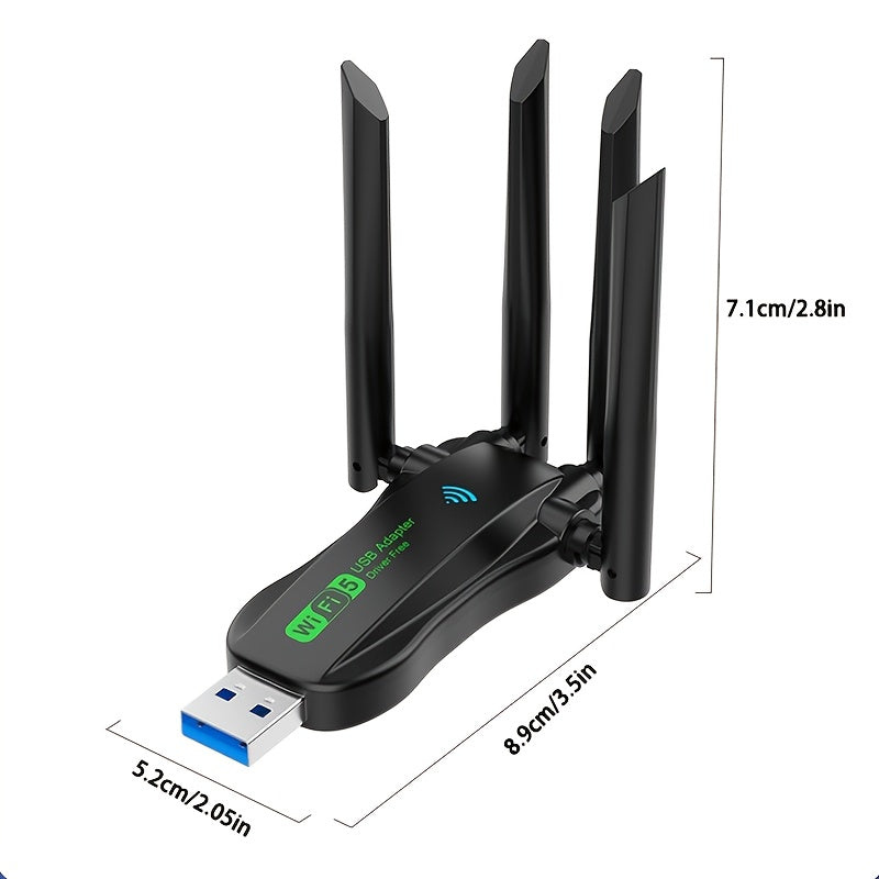 Dual-Band WiFi USB Adapter 1300Mbps High-Speed Internet 5.8G 2.4G Plug and Play