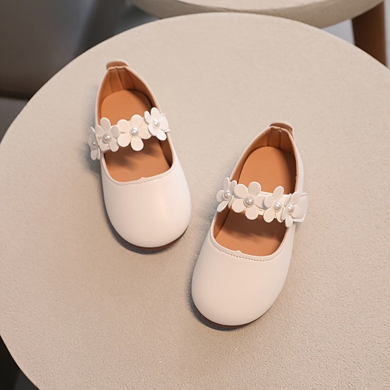 Girls Princess Shoes with Pearl and Crystal Decorations Comfortable Low Top Casual Outdoor Spring Fall