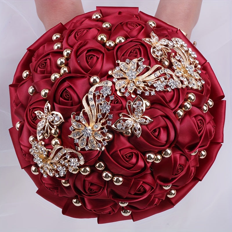 Elegant Qizlar uchun gullar to'plami Qizil samoviy güllar bilan Kristal va Marjon tafsilotlari bilan