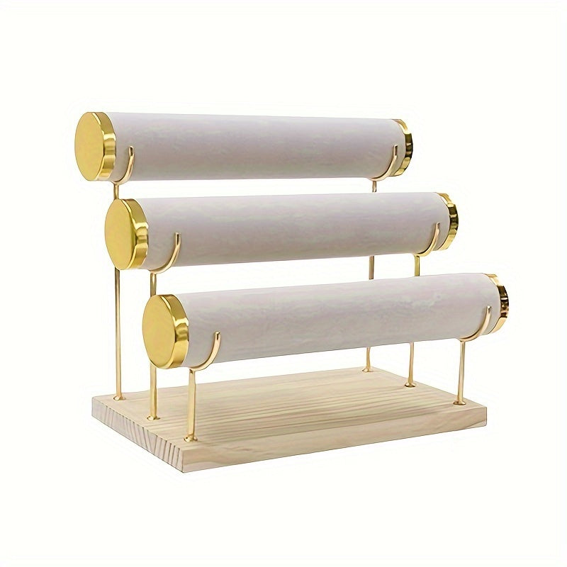 Bracelet Organizer with Removable Tiered Holder and Velvet Display Rack
