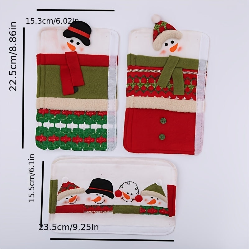 Christmas Snowman Oven Door Handle Cover Heat-Resistant Cloth Holiday Kitchen Decor