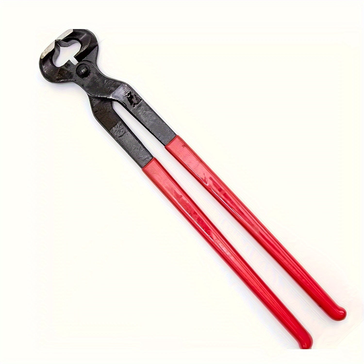 16-Inch Steel Horseshoe Trimming Pliers with Red Ergonomic Handle for Horse Hoof Grooming