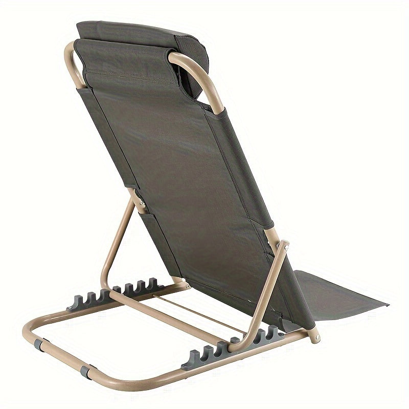Grey Adjustable Backrest Chair Folding Lazy Sofa with Headrest and Footrest