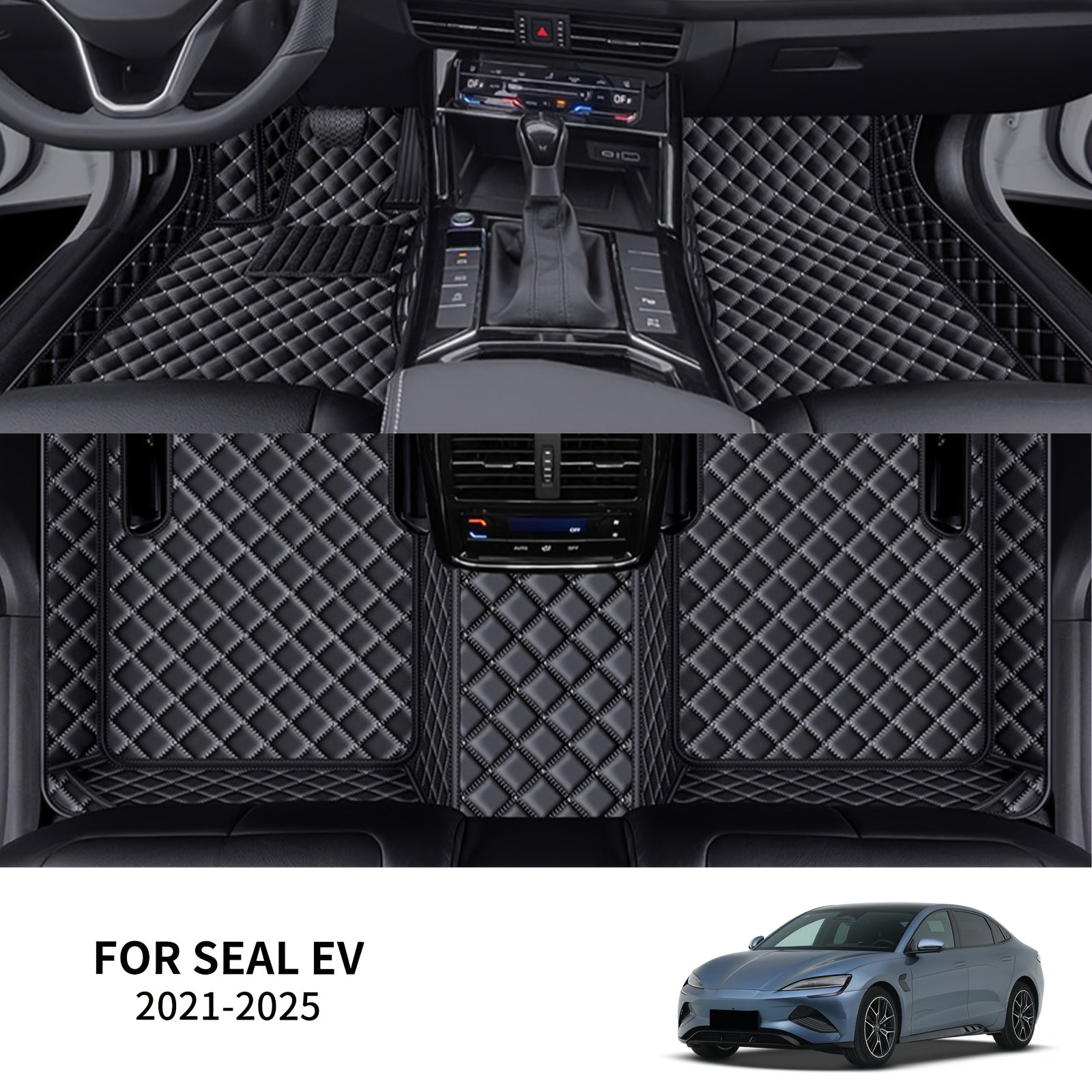 Luxury Faux Leather Car Floor Mats Set for Left-Hand Drive Vehicles All-Weather Durable