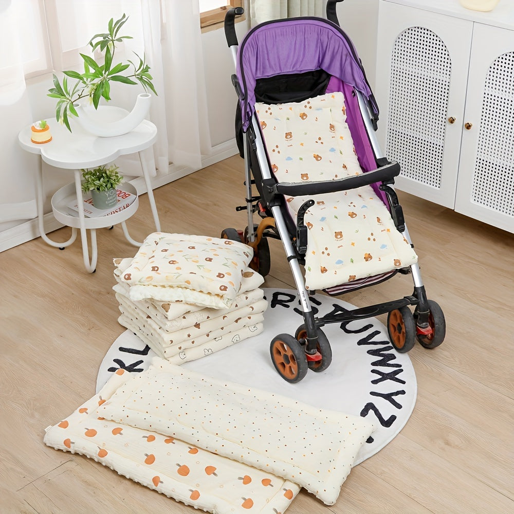 Double-Sided Velvet Baby Stroller Mat Soft Cozy Gauze Pushchair Pad