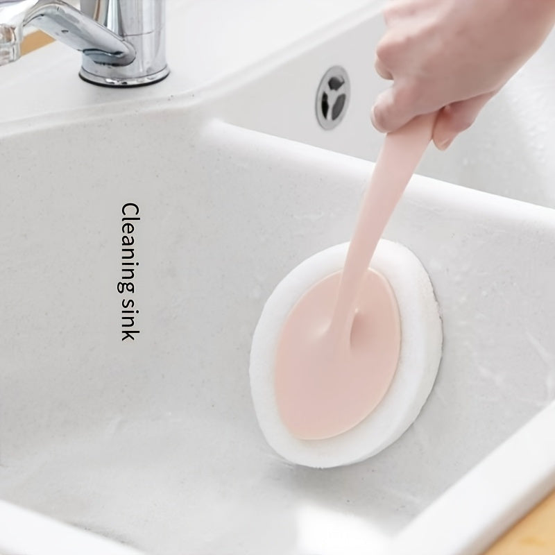 Cepillo de esponja de mango largo para limpieza de cocina y baño, reutilizable, duradero