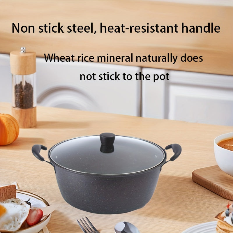 Durable Korean-Style Soup Pot with Lid for Noodles and Stews, Dishwasher Safe