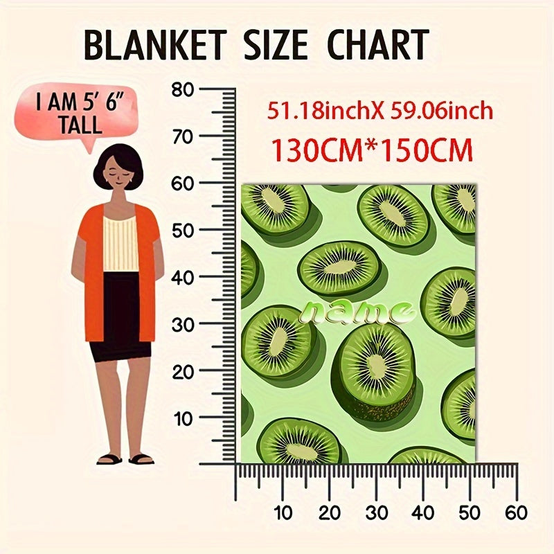 Customized Kiwi Fruit Patterned Flannel Throw Blanket Soft Warm Bedding for All Seasons