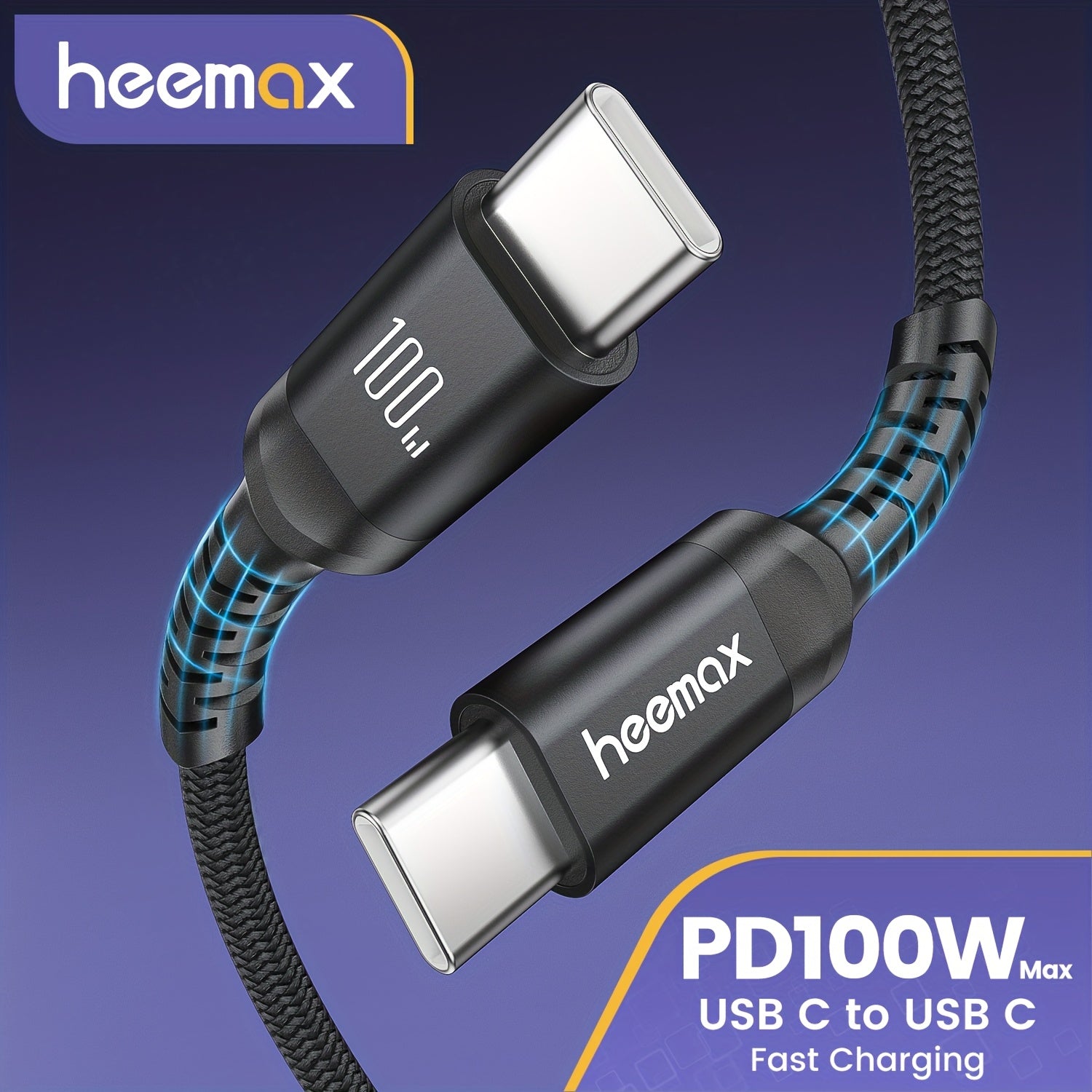 Type C to Type C USB Charging Cable 100W Fast Charging Nylon Flat Cord for Samsung iPhone Xiaomi Honor