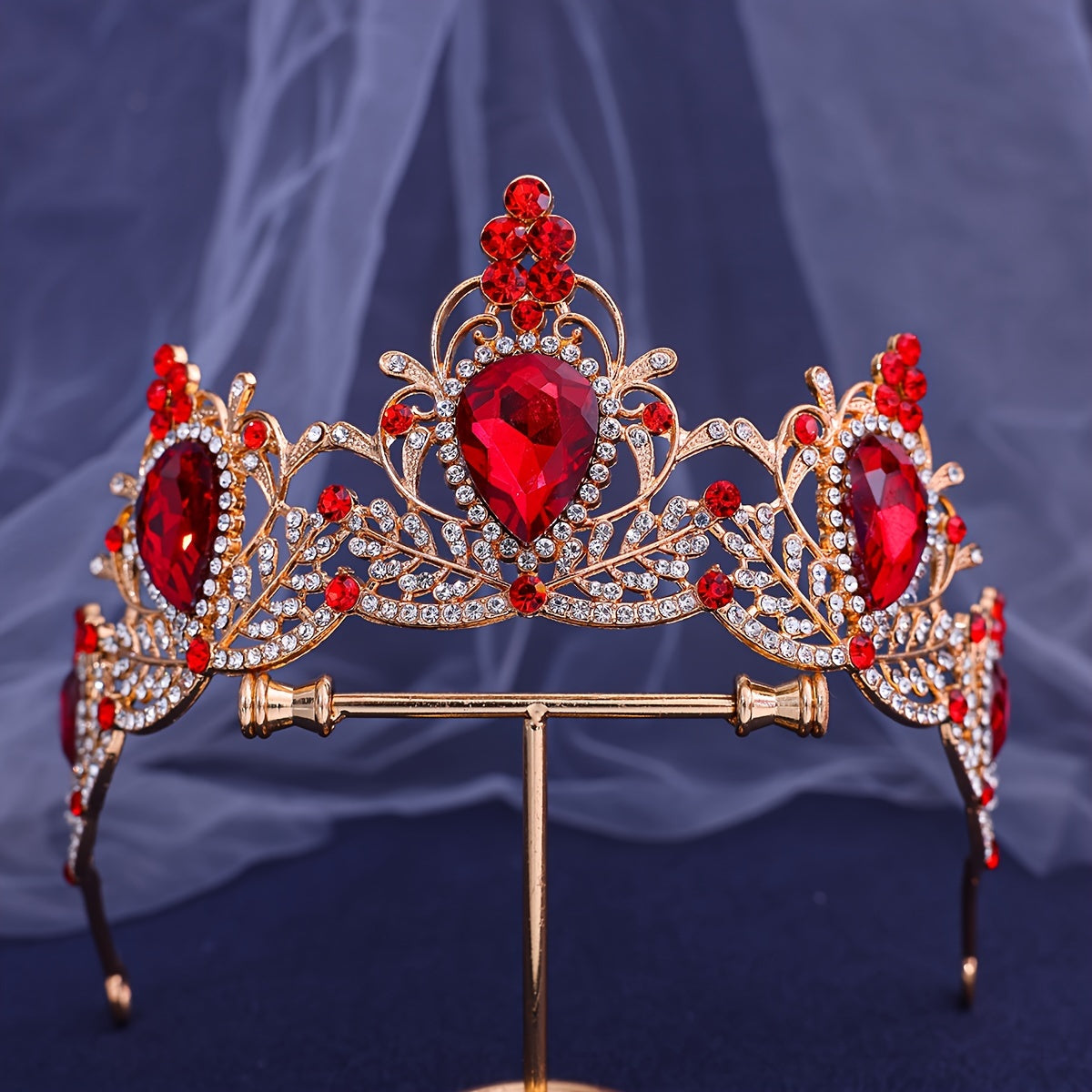 Baroque Style Crown Tiara with Rhinestones for Princesses and Queens Wedding Hair Accessory