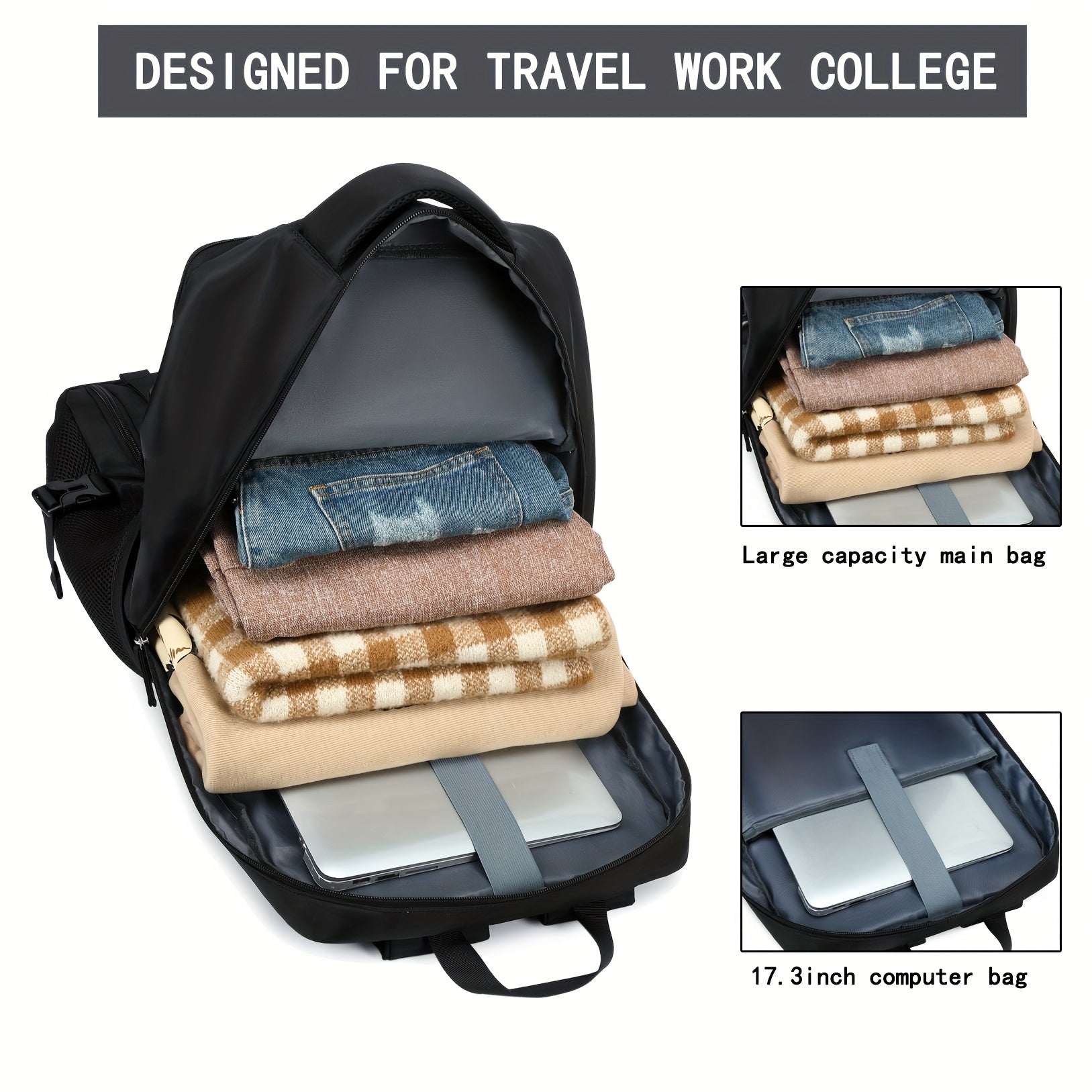 Light Blue Travel Backpack with 43.94cm Laptop Compartment Shoe Pocket Mesh Ventilation