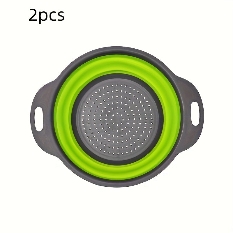 Blue Silicone Collapsible Kitchen Colander Set for Pasta Vegetables Fruits