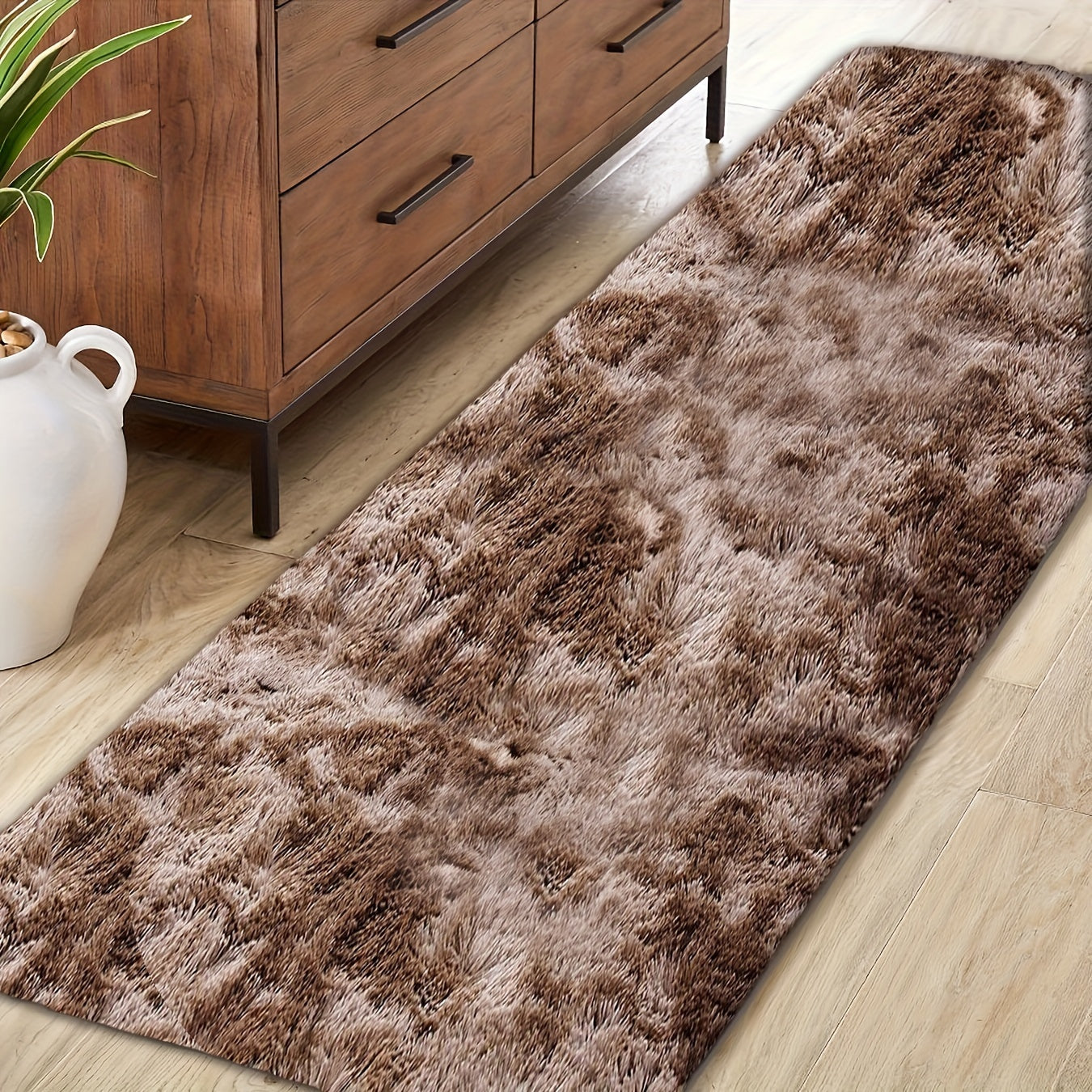 Plush Faux Fur Area Rug Tie-Dye Design Slip-Resistant Living Room Bedroom