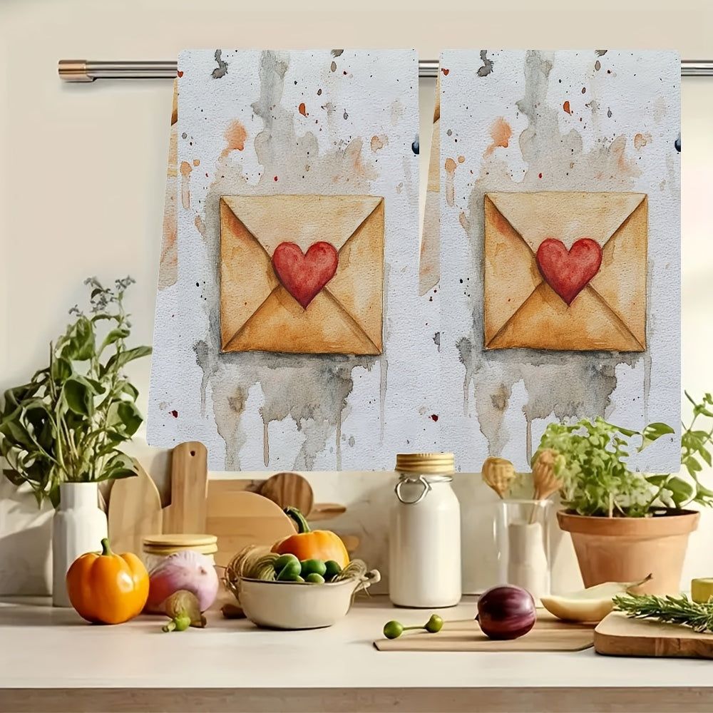 Juego de 2 toallas de cocina para el Día de San Valentín, toallas de lavado ultra suaves y absorbentes