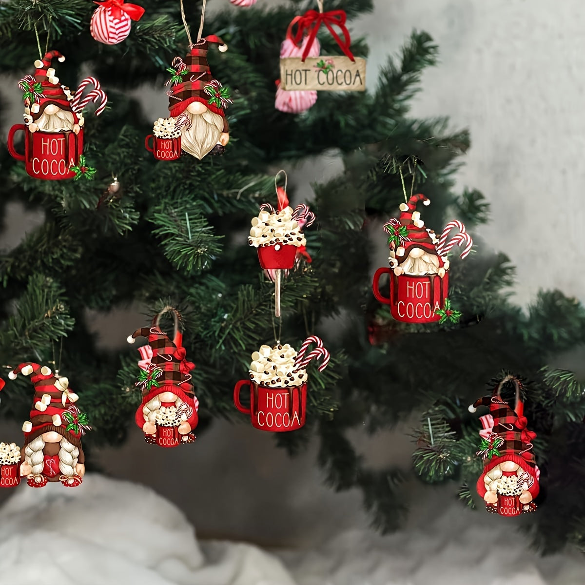24 Gnome Ice Cream Christmas Ornaments for Tree and Home Decor