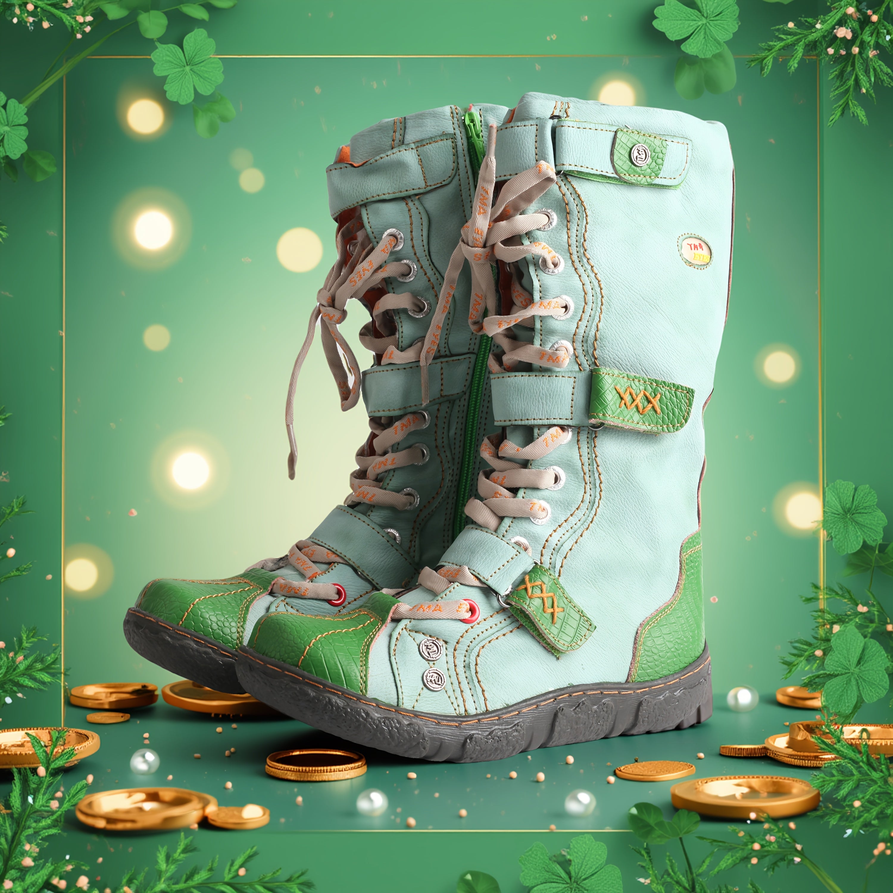 Women's Colorblock Boots with Side Zipper Soft Sole Buckle Platform Western Round Toe