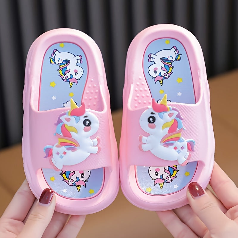 Girls Non-Slip Unicorn Slippers Indoor All-Season Lightweight PVC