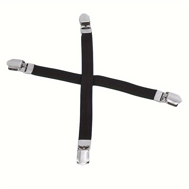 Black Bedding Clips Set of 4 Elastic Bed Sheet Straps for Flat Sheets and Blankets