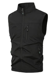 Men's Lightweight Sleeveless Nylon Vest with Stand Collar for Spring Fall Outdoor Casual