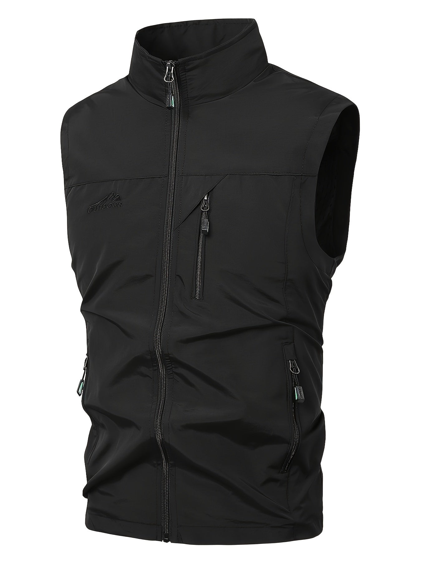 Men's Lightweight Sleeveless Nylon Vest with Stand Collar for Spring Fall Outdoor Casual