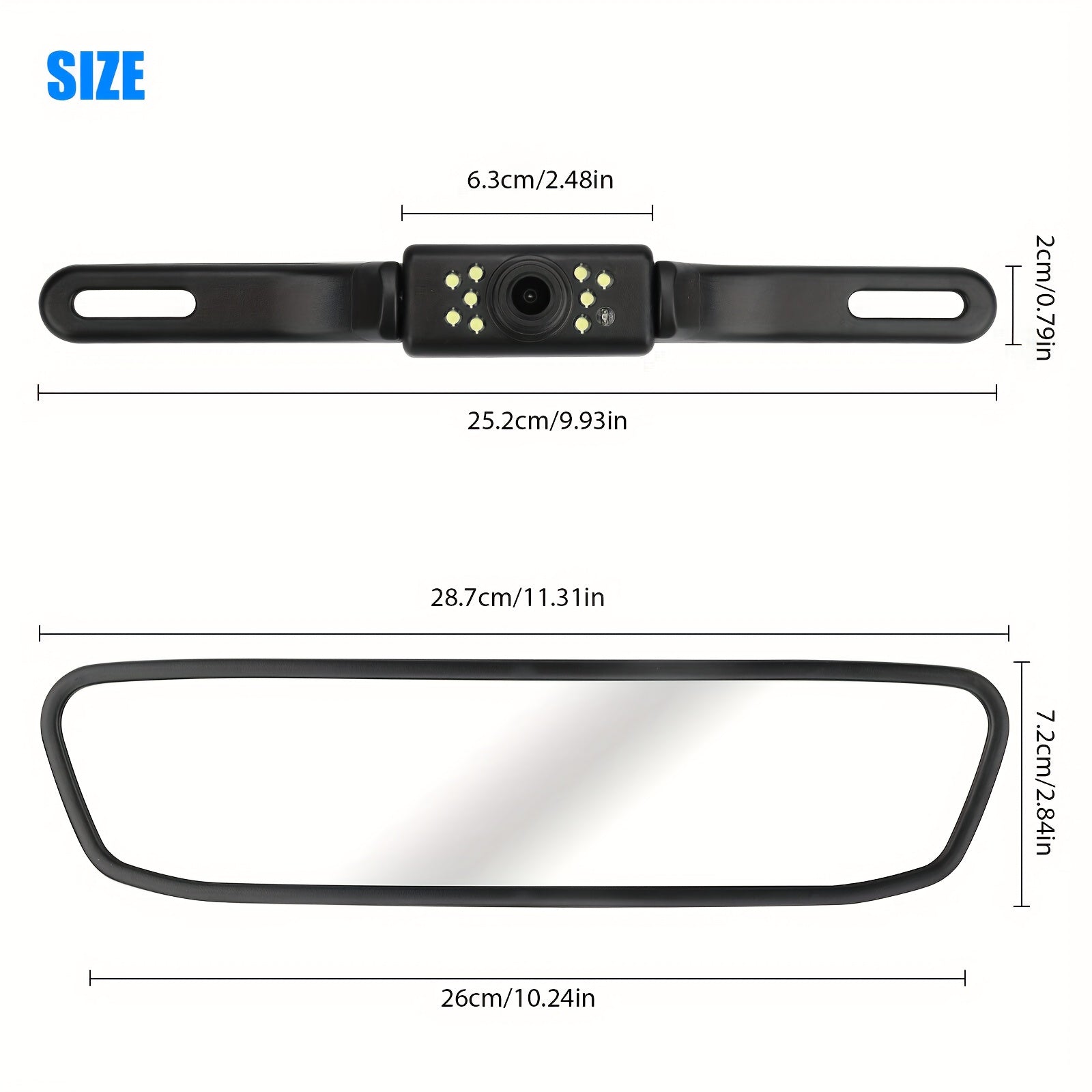 Car Backup Camera Rear View Mirror Kit Night Vision Wide Angle Easy Install