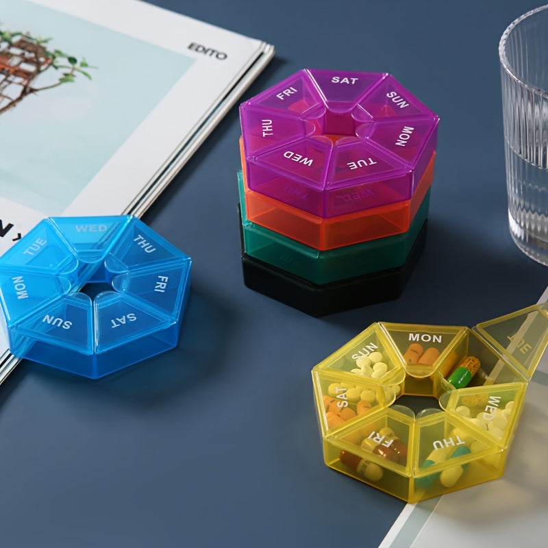 Multicolor Portable 7-Grid Pill Organizer Contraceptive Storage Box