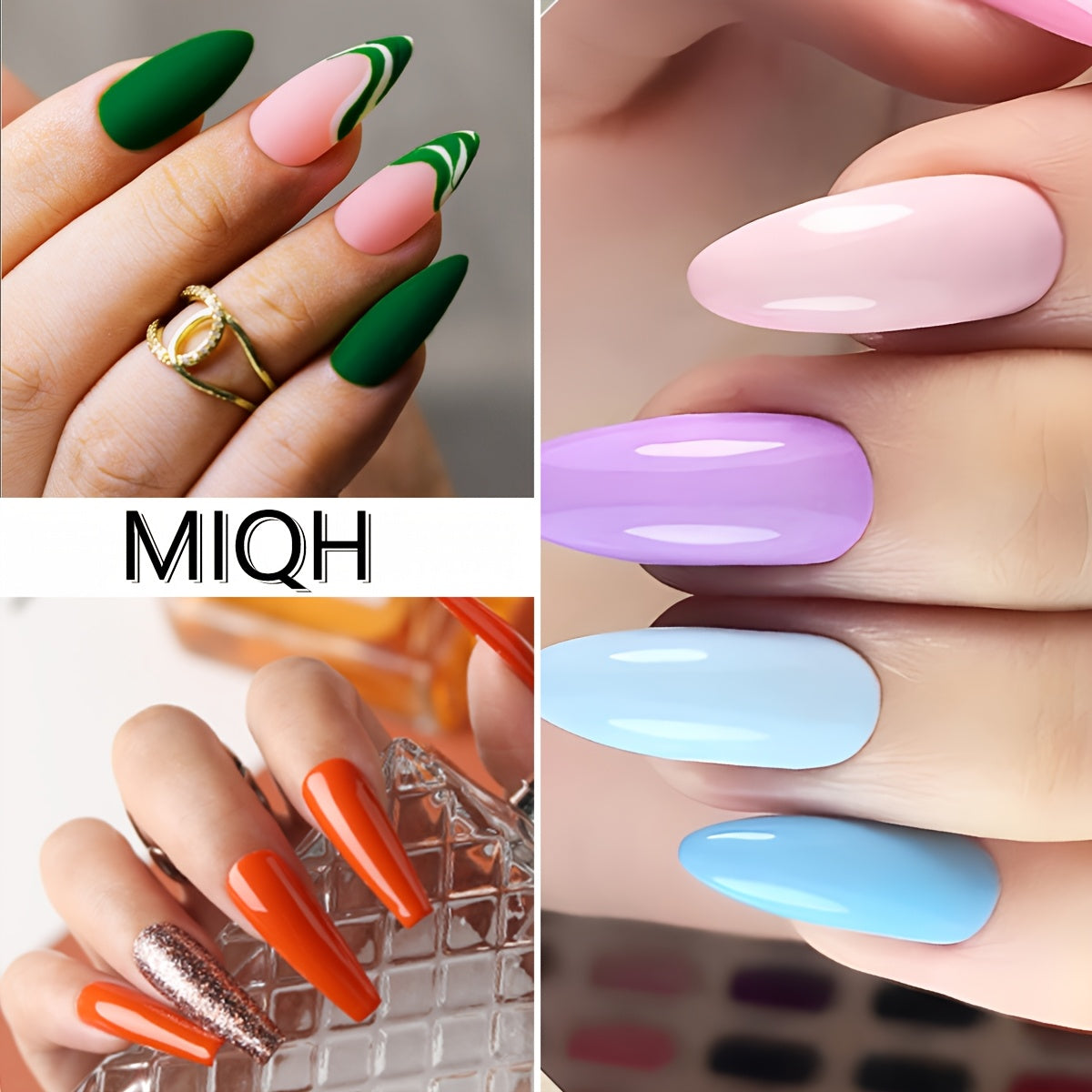 7-Piece Gel Nail Polish Set Black White Nude Semi-Permanent UV LED Soak Off