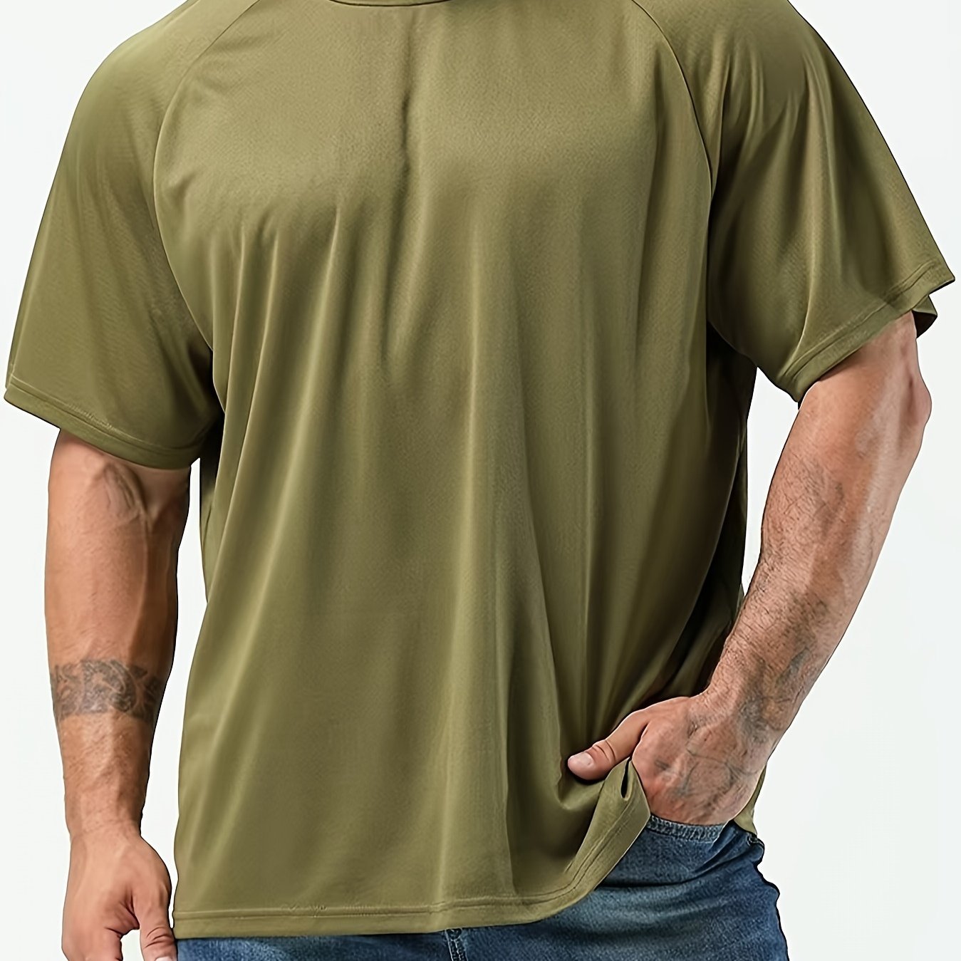 Plus-Size Men's Moisture-Wicking Short-Sleeve T-Shirt for Casual Sports