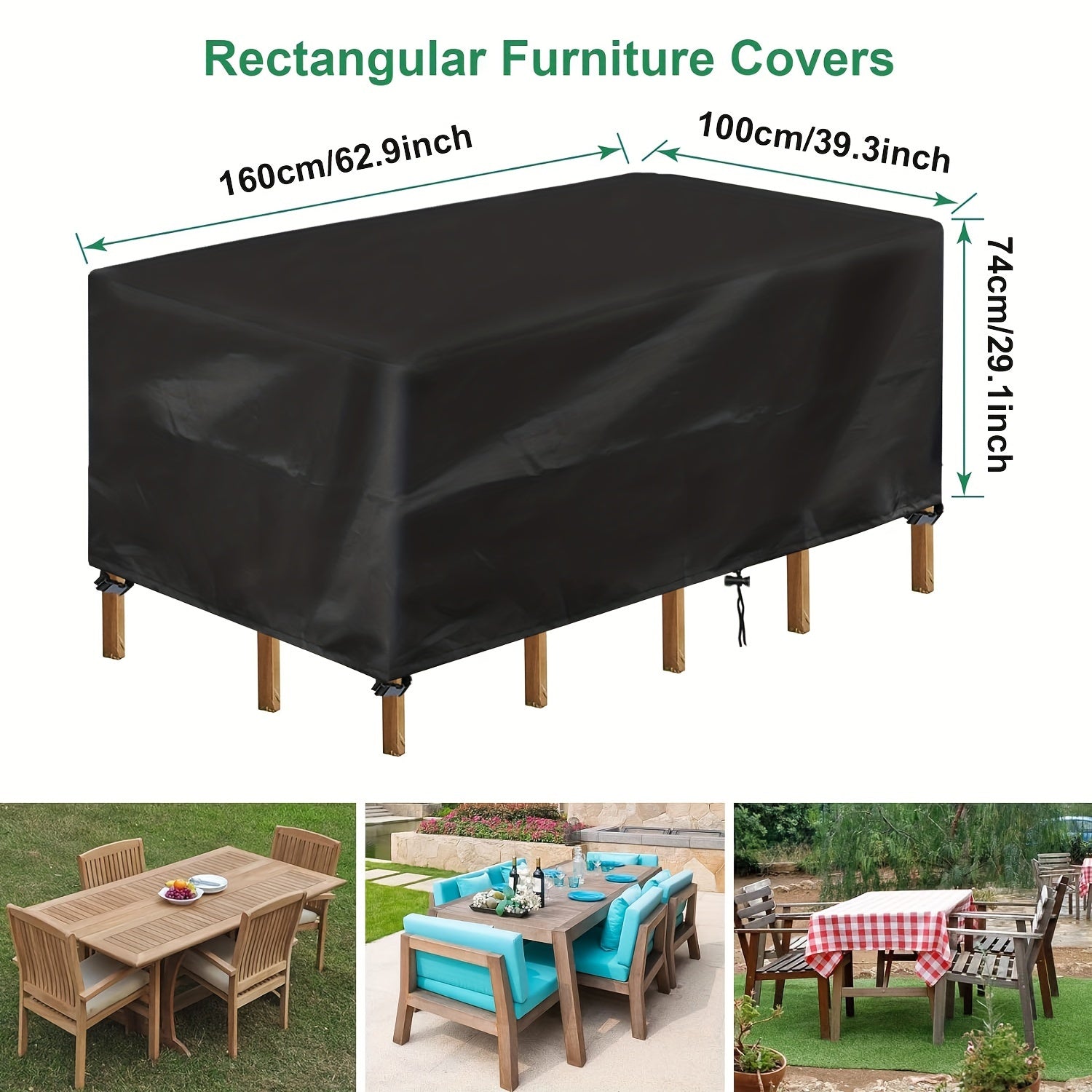 Rectangular Garden Furniture Cover Waterproof Oxford Fabric for Outdoor Patio Rattan