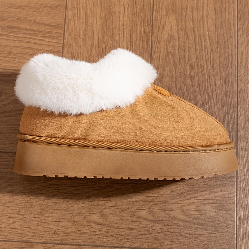 Women's Plush Lined Indoor Slippers Non-Slip Quiet Sole Solid Colors