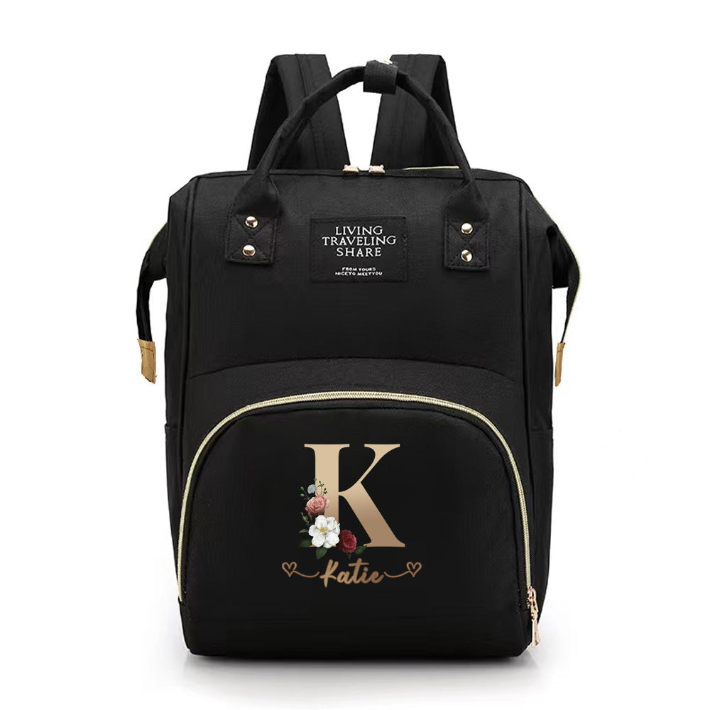 Personalized Mommy Diaper Bag with Custom Initials, Oxford Cloth, Generous Storage