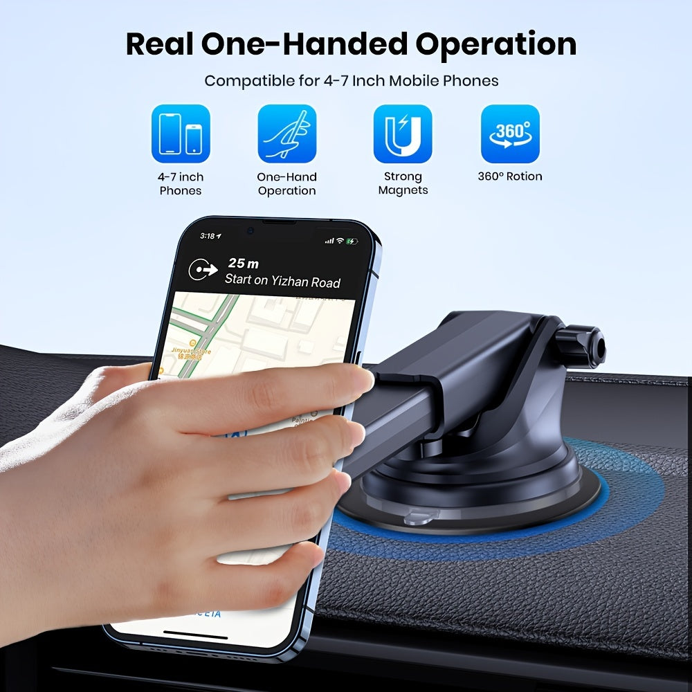 Magnetic Car Phone Mount ABS Dashboard Holder Adjustable Angle for Smartphones