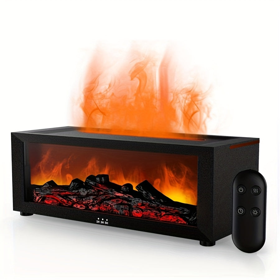 Sleek Black Fireplace Flame Air Diffuser Humidifier with 7 Color Options