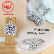 Moissanite Jewelry Set 5ct Necklace Ring Earrings Sterling Silver Wedding Gift