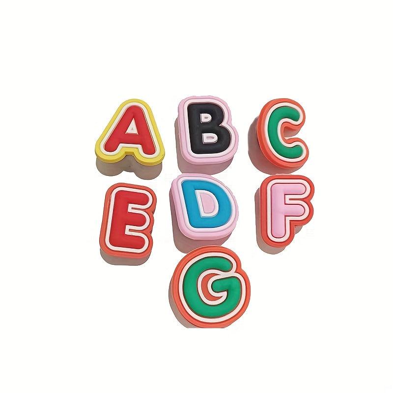 Unisex PVC Alphabet Letter Shoe Charms Set, Colorful DIY Accessories