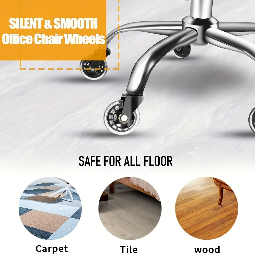 3-дюймовые черные прозрачные резиновые поворотные колеса для офисных кресел с бесшумными колесами