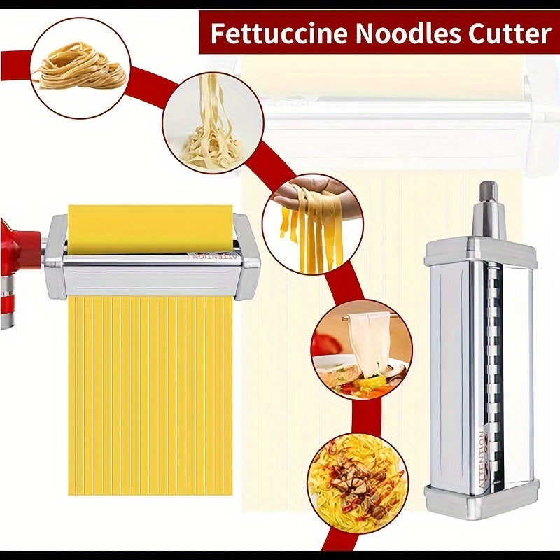 Stainless Steel Pasta Roller and Cutter Set for KitchenAid Stand Mixer