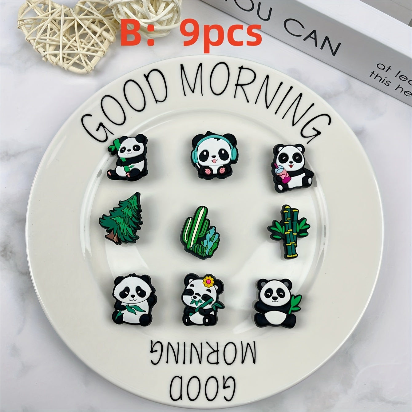 Animal Lovers DIY Panda Charm Set for Slippers and Jewelry, Non-Repetitive, Multiple Sizes