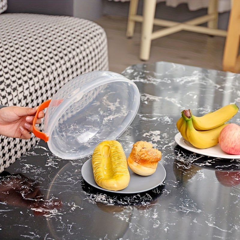 1 dona Mikrotolqinli pech Splash-Proof Cover - Mikrotolqinli pechda xavfsiz pishirish va isitish uchun oq tutqichli shaffof shisha qopqoq. Bardoshli va xavfsiz.