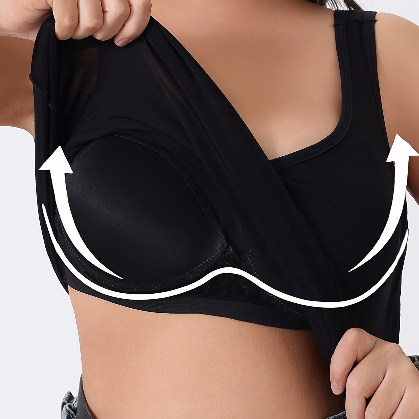 Plus Size Women's Wide Strap Tank Top with Built-In Bra Pad All-Season