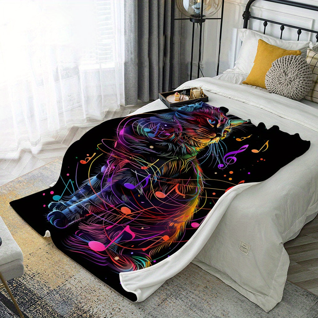Rang-barang musiqa mushuk bosma flanel yostiq uchun yostiq, sayohat, sayohat uchun yengil 200-250gsm