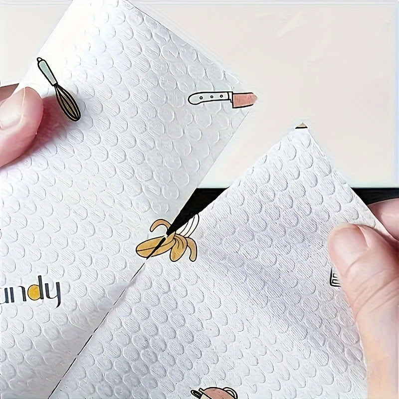 Set of 400 Vegetable-Themed Kitchen Cleaning Cloths, Reusable, Washable Non-Woven Fabric