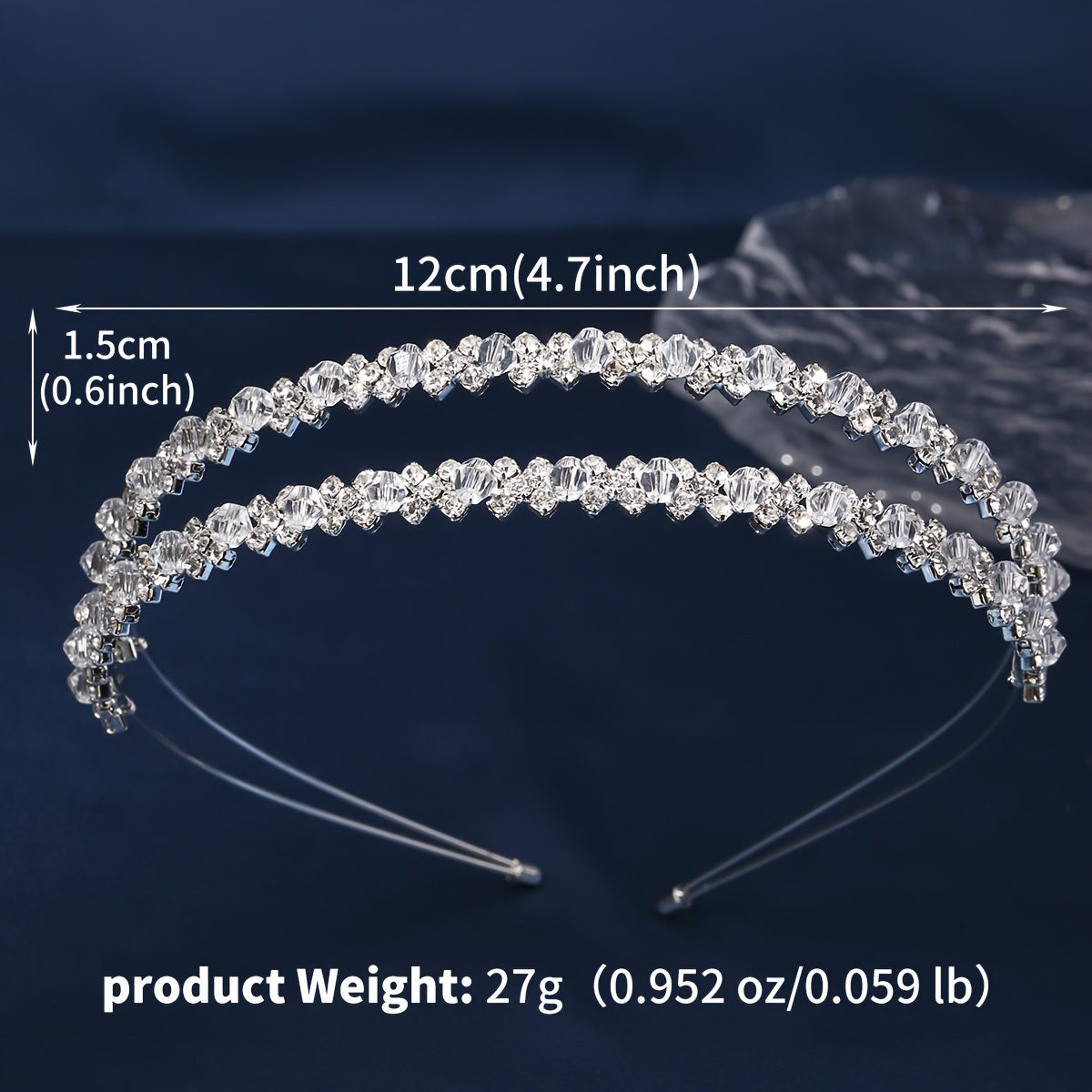 Crystal Tiara Bridal Headband Double-Layer Rhinestone Wedding Accessory