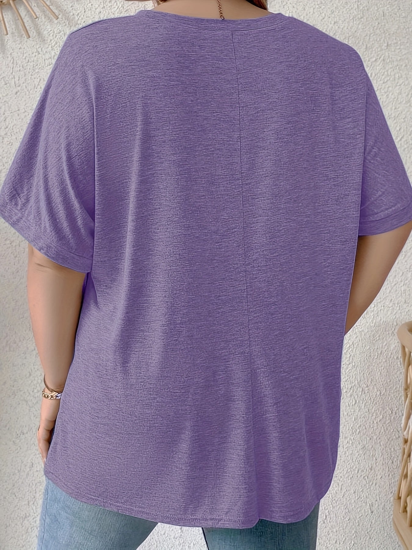 Plus Size Women's Dragonfly Print T-Shirt Green Short Sleeve Crew Neck Casual Top