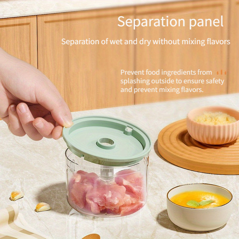 Мини-электрический измельчитель для продуктов с мясорубкой - портативный, перезаряжаемый через USB, аккумулятор 4000 мАч. Идеально подходит для нарезки овощей, измельчения чеснока, нарезки лука кубиками, приготовления фруктовых пюре. Универсальный