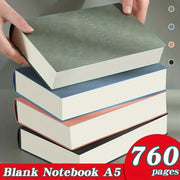 A5 Faux Leather Notebook 760 Pages Minimalist Soft Cover Sketch Doodle College Adults