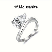 Anillo de compromiso de moissanita en forma de pera de 2ct de plata de ley para bodas y aniversarios