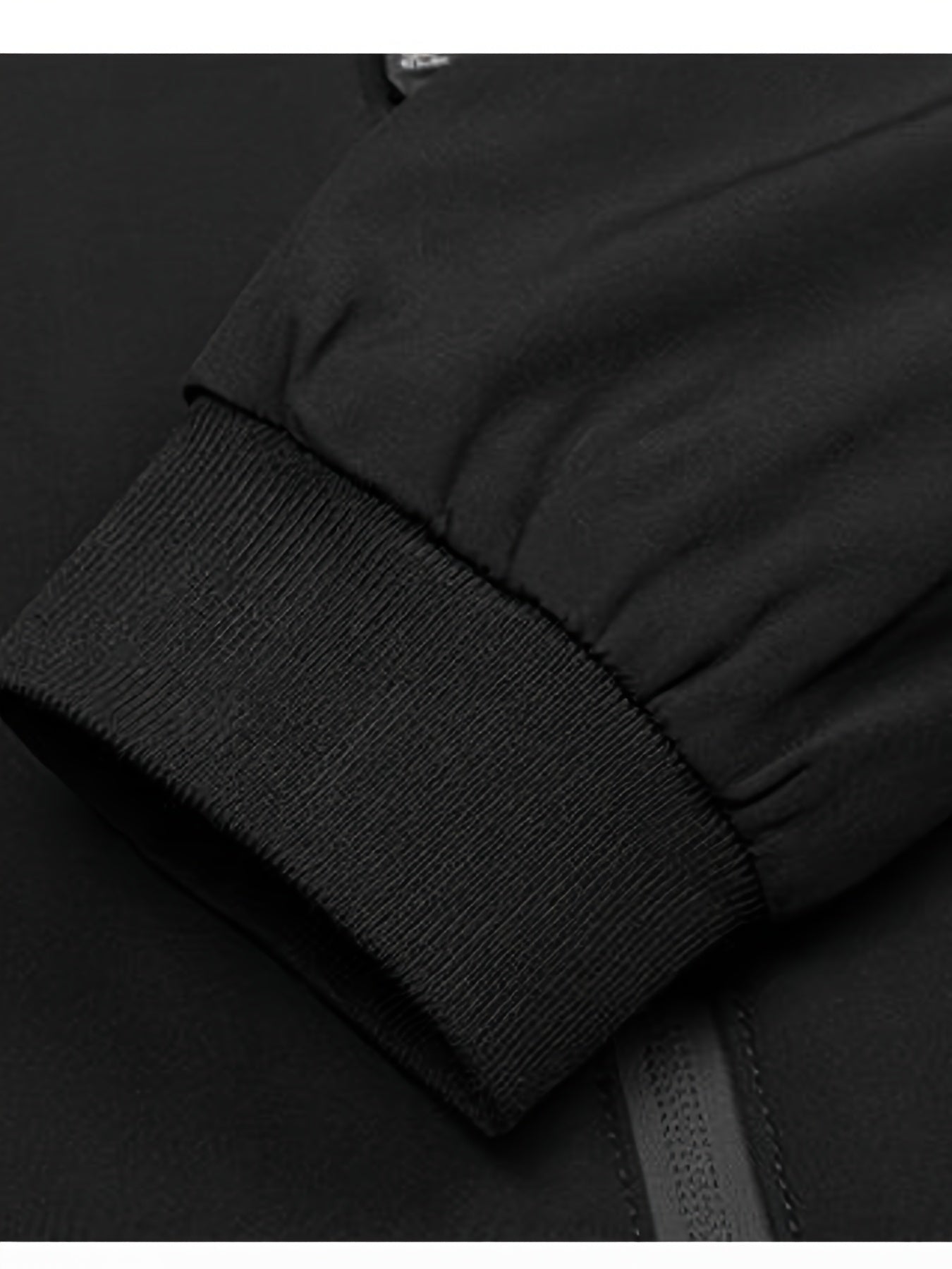 Erkaklar uchun qora polyesterdan tayyorlangan tasodifiy ish jakketi, turli xil fermuarli detallar bilan - mashinada yuvish mumkin, bahor va kuz uchun mukammal