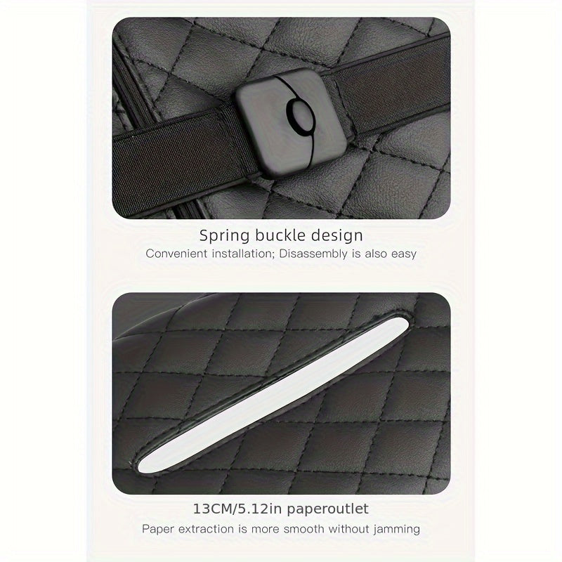 Black Car Tissue Box Holder Water-Resistant Hanging Organizer for Daily Commute