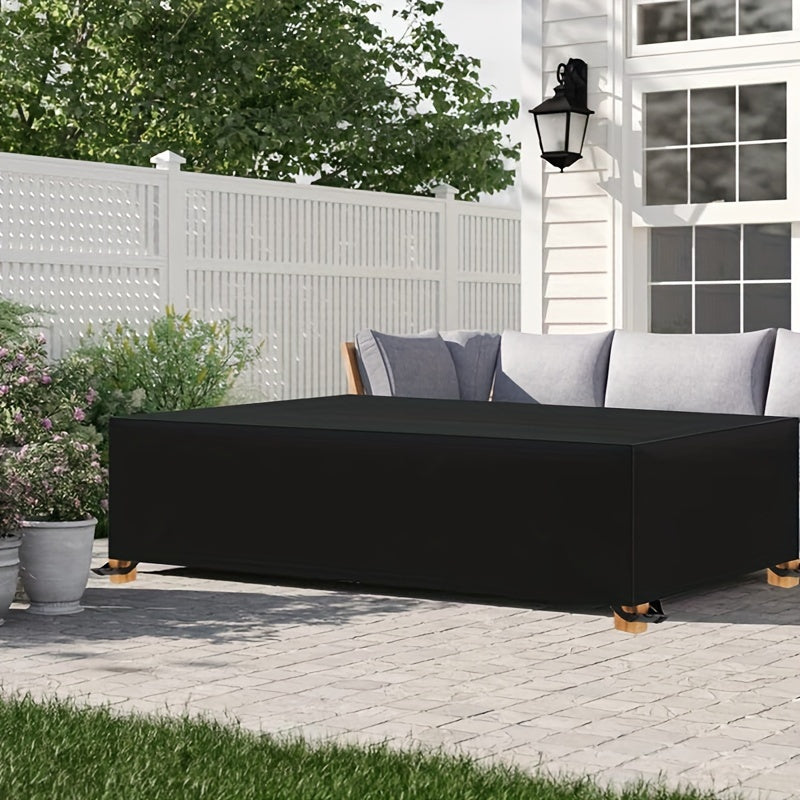 600D Oxford Fabric Waterproof Patio Furniture Cover for Rectangular Tables and Couches Black All-Season Weatherproof